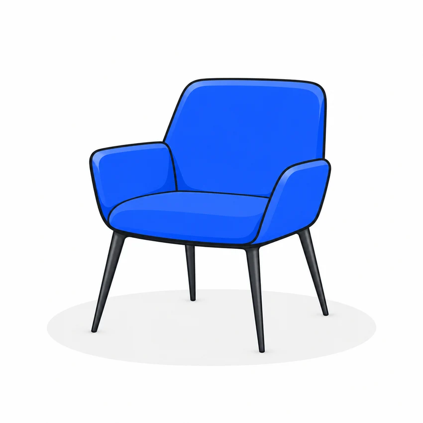 The signature blue chair, inviting you to bring your business decision to the table.